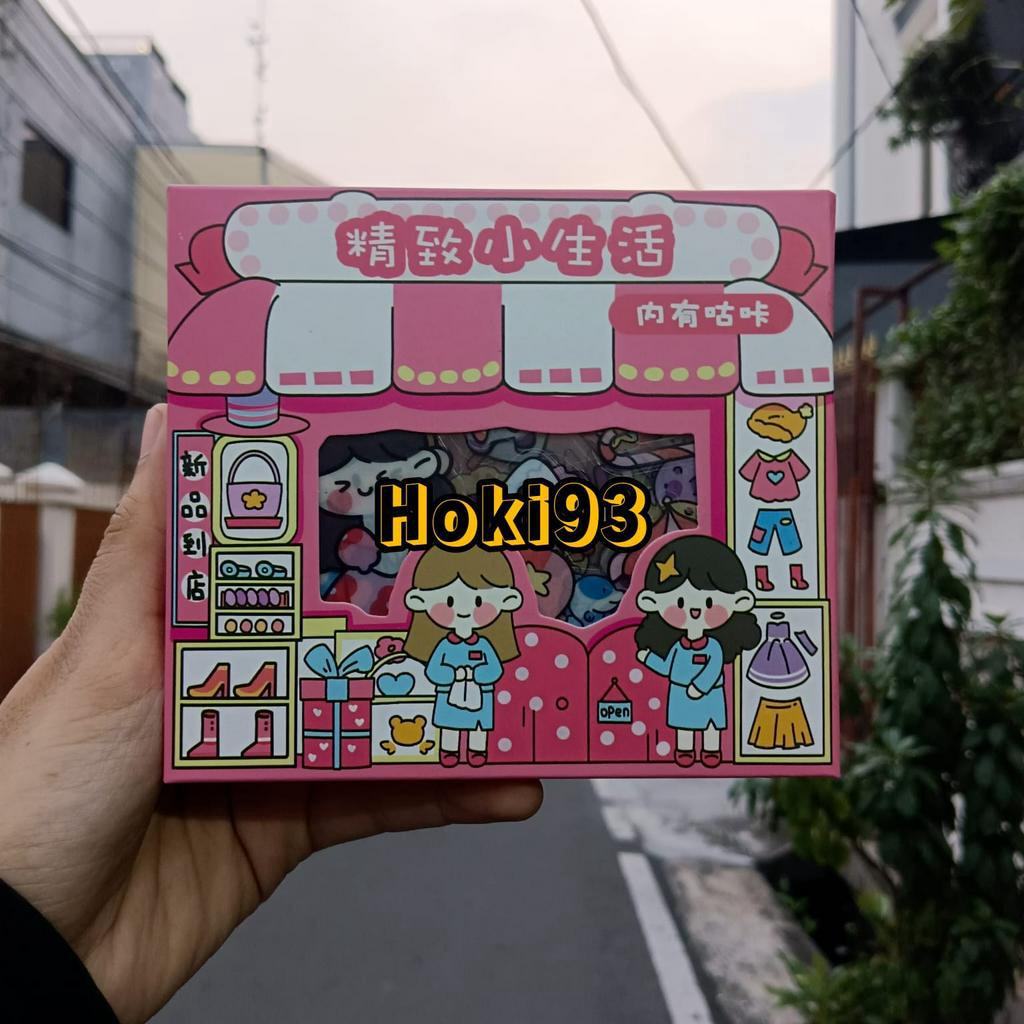 stiker MINI ISI 5 mini box stiker lucu pink ungu biru hijau stiker karakter
