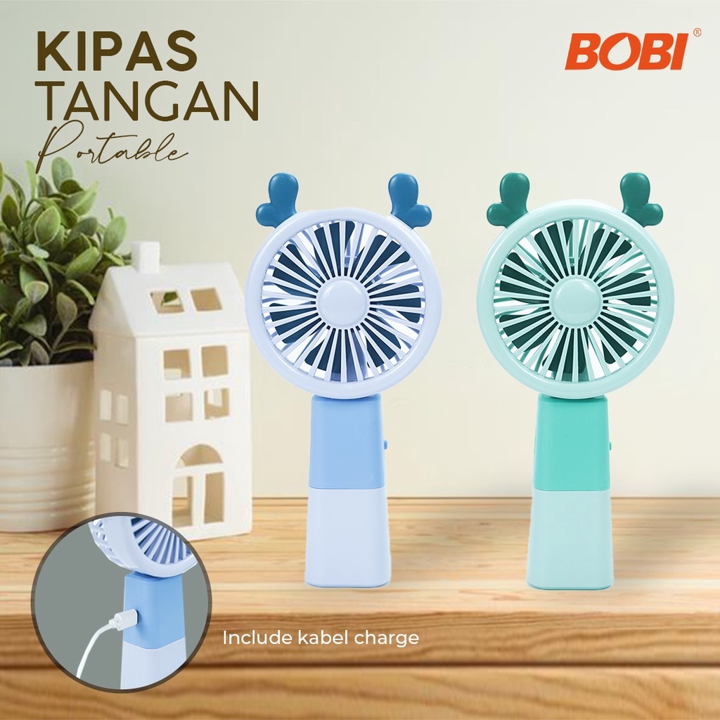 Kipas Angin Tangan Portable Kode CS1313  - Kipas Angin Genggam USB Portable Mini Fan Merk Bobi - Warna Random