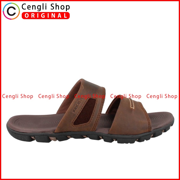 SANDAL SLIDE PAKALOLO PRIA ORIGINAL CASUAL KULIT ASLI COKLAT PB14