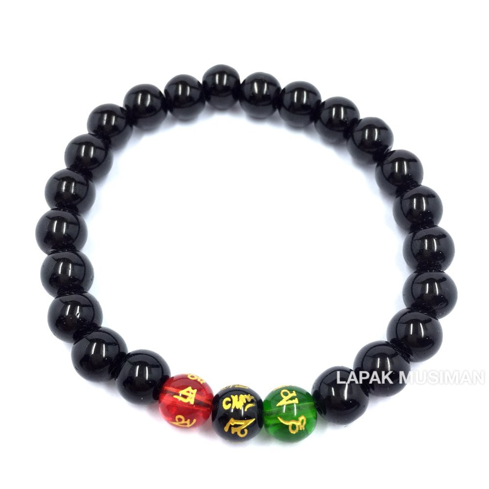 [Bayar di Tempat] Gelang Giok Mantra Budha 3 Warna - Gelang Feng Shui - Gelang Cakra