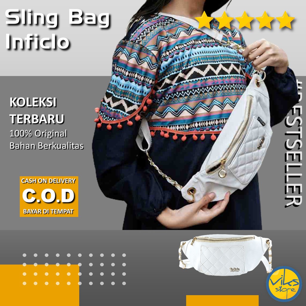 Tas Selempang Wanita Cewek Sling Bag Waist Distro Lokal Premium Putih Style Casual Multifungsi Putih