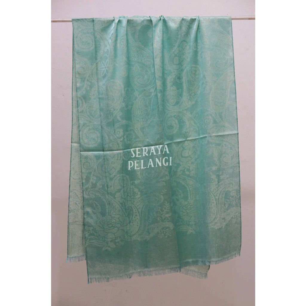 Pashmina Sutra Metalik | Motif Keong/Kembang/Bunga | Selendang | Scarf | Syal | Shawl | Pasmina | Souvenir | Hadiah Ulang Tahun | Birthday Gift | Aksesoris Fashion Wanita | Luxury Scarf | Premium Import Quality | Grosir Murah-7. Biru muda