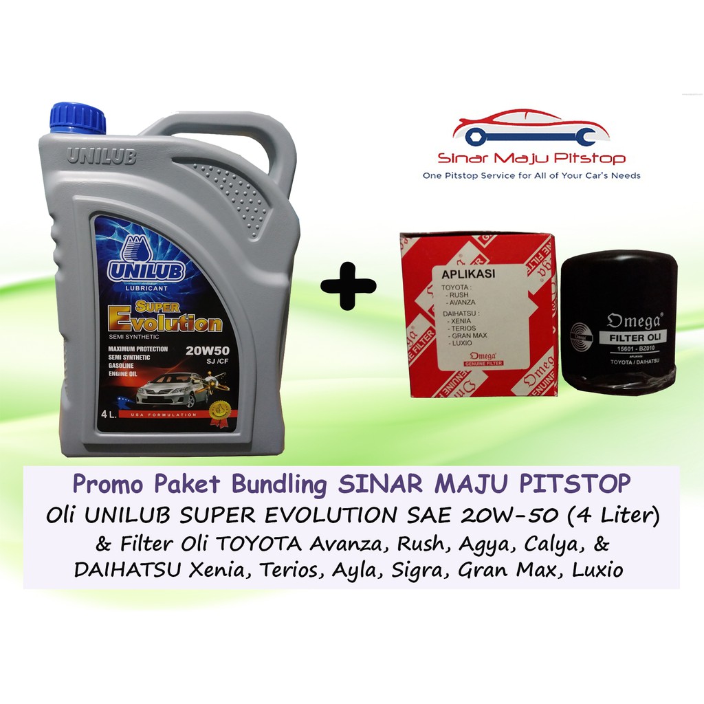 Paket Bundling Oli UNILUB SUPER 20W-50 4 Liter & Filter Mobil DAIHATSU XENIA & DAIHATSU TERIOS