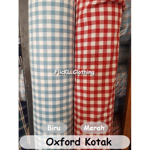 Bahan Kain Oxford  Kotak Kotak Motif Corak Cotton Katun Polyster