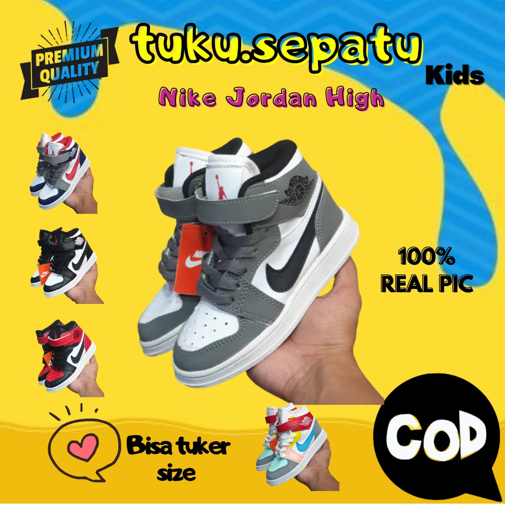 Sepatu Basket Anak Laki Laki Air Jordan Grey Sneakers Balita Cowok Anti Slip Premium