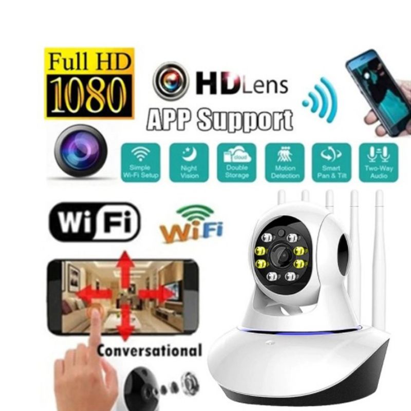 IP Camera CCTV Wireless 5 Antena Baby Cam Kamera Wifi Smart Night Vision HD 1080P