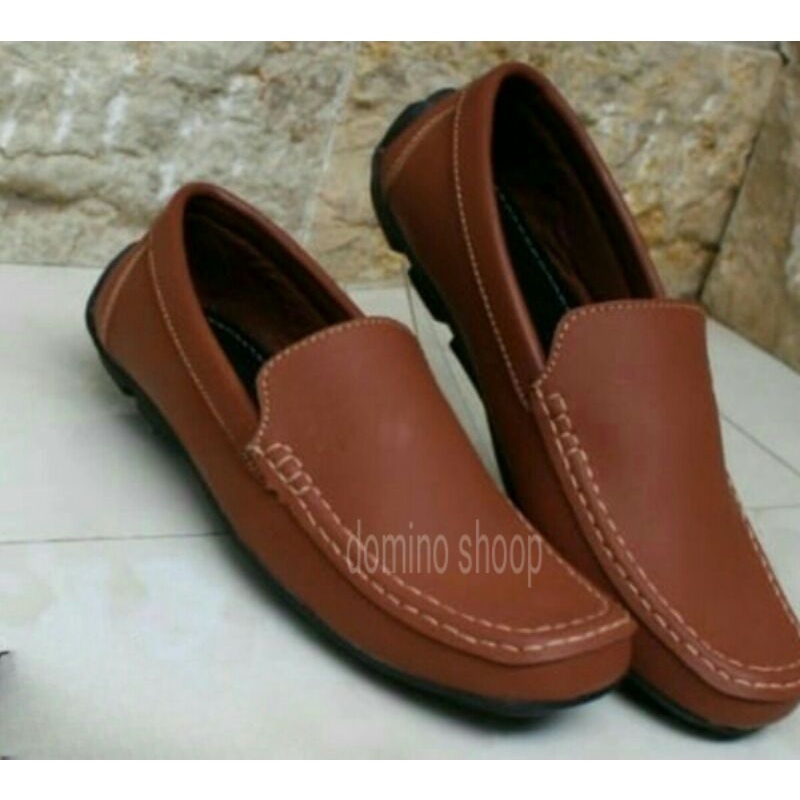 Sepatu santai Slip On Pria Gaya kulit sentetis Asli Murah Ringan Slop Laki Laki Casual Jalan Santai