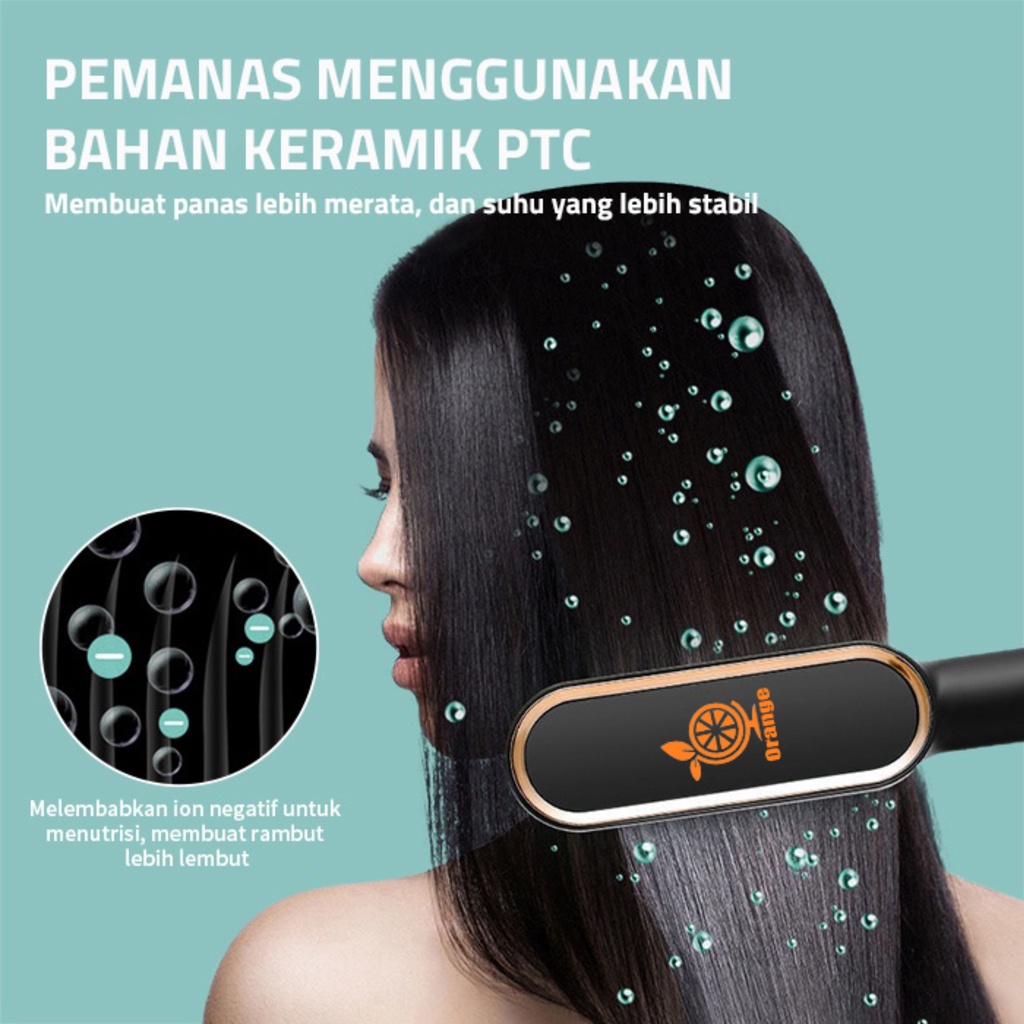 Sisir Rambut Listrik Pelurus Rambut Hair Straightener Curler 2 in 1