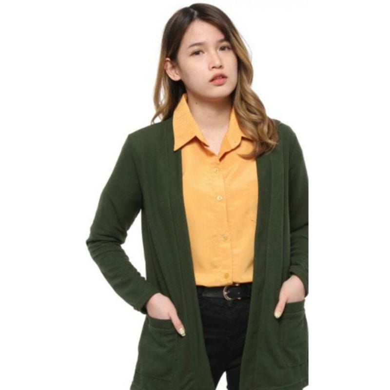 Cardigan Wanita lengan panjang kantong 2 Outer wanita