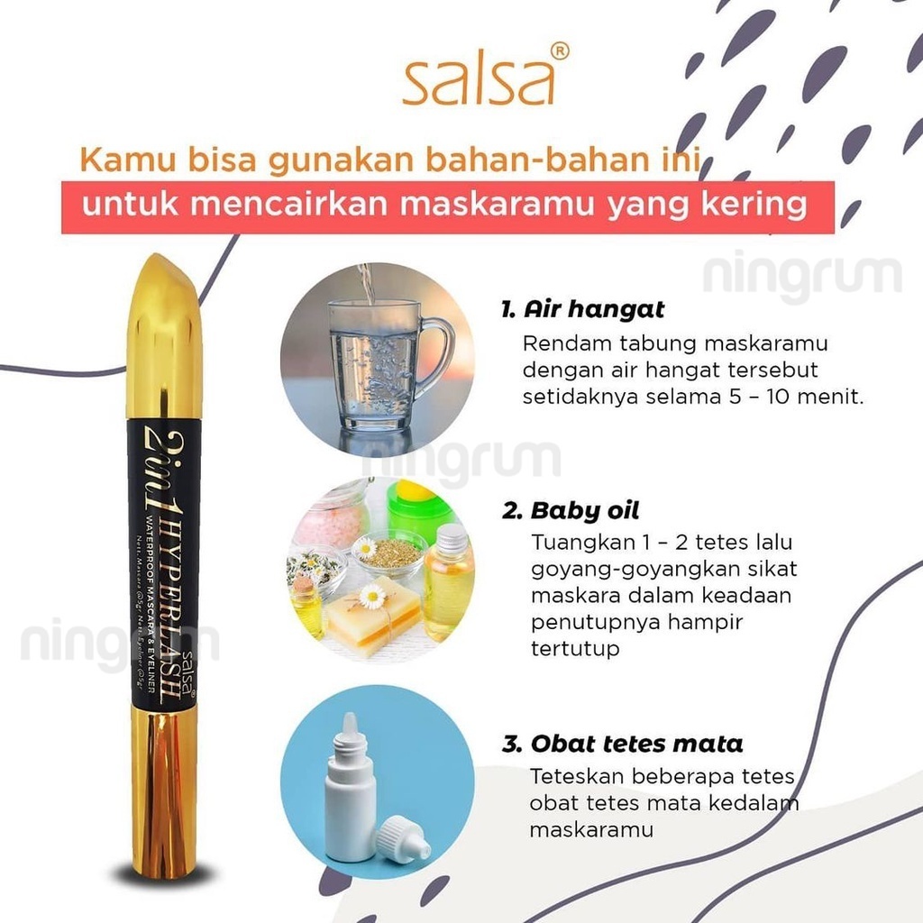 Ningrum - SALSA Mascara Waterproof 2in1 Hyperlash Maskara Anti Luntur Cetar Mascara + Eyeliner – 5412