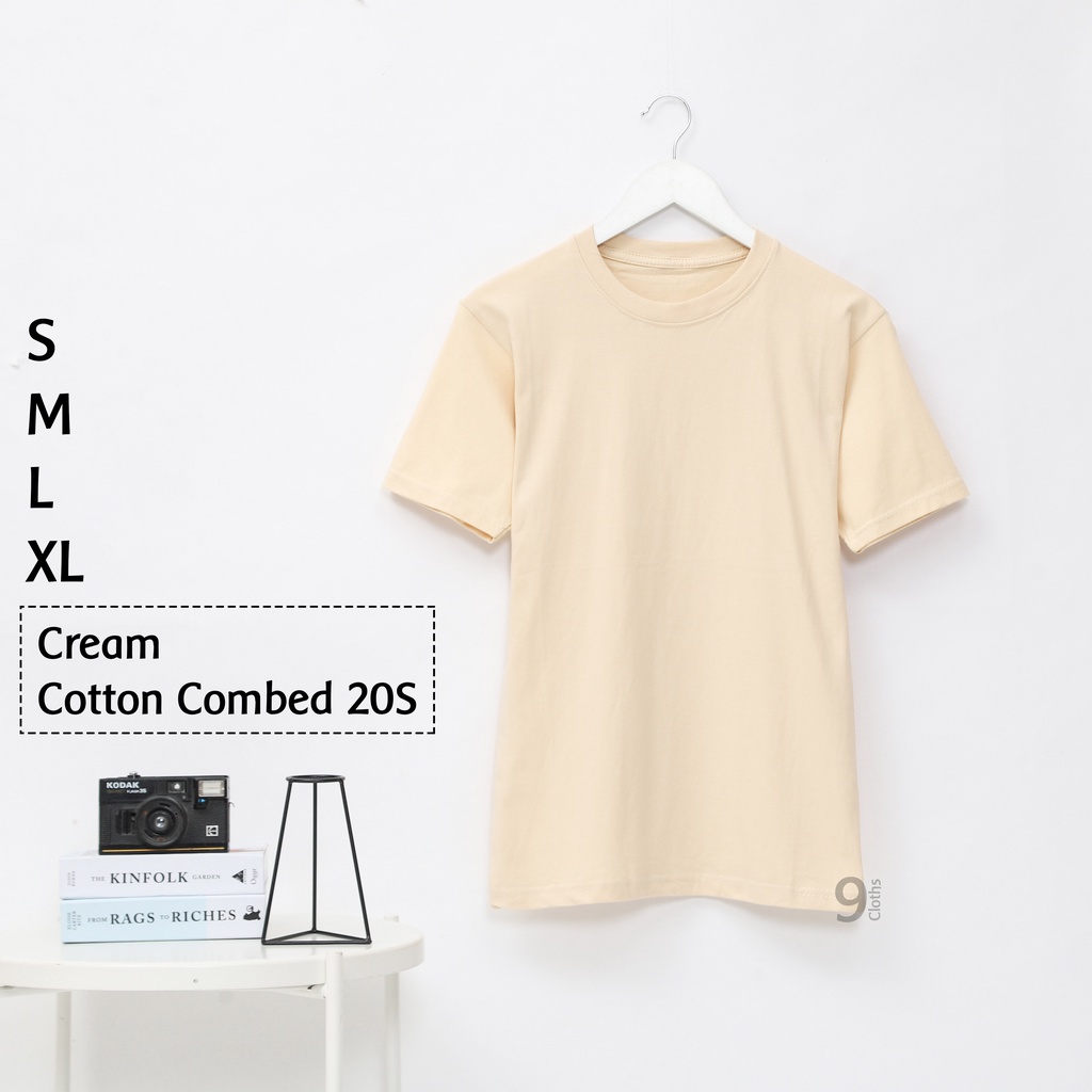 KAOS POLOS LENGAN PENDEK UNISEX COTTON COMBED 20S PREMIUM T-SHIRT-CREAM