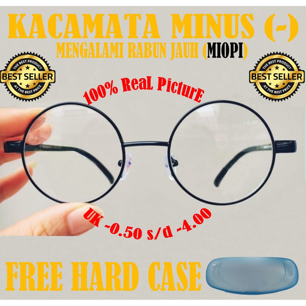 Kacamata Korea unisex frame kacamata bulat minus(-)Fashion korea style uk -0.50 s/d -4.00 Freecase