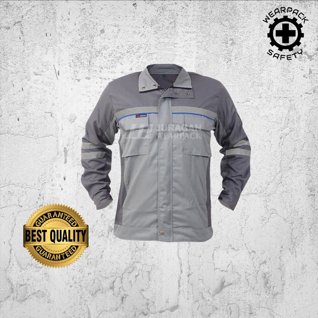 Wearpack Safety Semi Jaket / Wearpack Kerja Atasan Warna Abu Muda Kombinasi Abu Tua