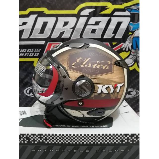 HELM KYT ELSICO MOTIF 4 BLACK DOFF CREAM HELM RETRO KYT ELSICO MOTIF HELM VESPA HELM KLASIK KYT ORI