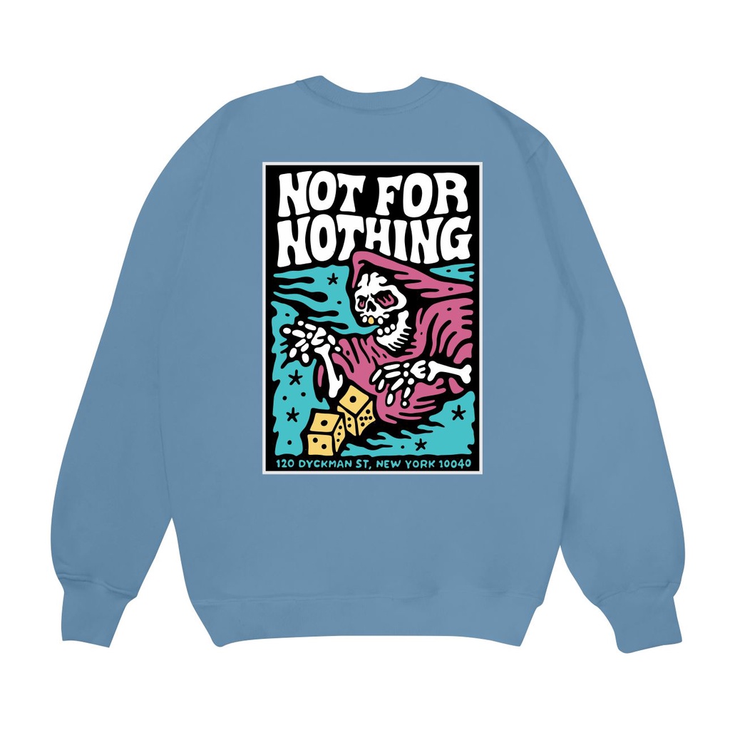 Sweatshirt Sweater Crewneck Not For Nothing Sablon Depan Belakang Sweater Cotton Fleece Big Size Unisex Size M -XXL