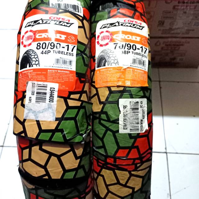 Paket ban tubles corsa cross 70/90+80/90.17 free pentil