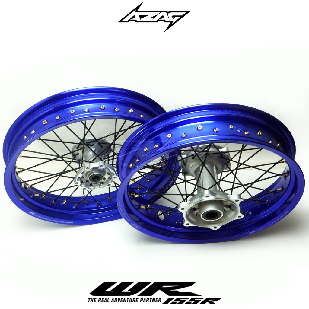 Velg Set Supermoto WR Tromol Ori Full Set Velg Biru