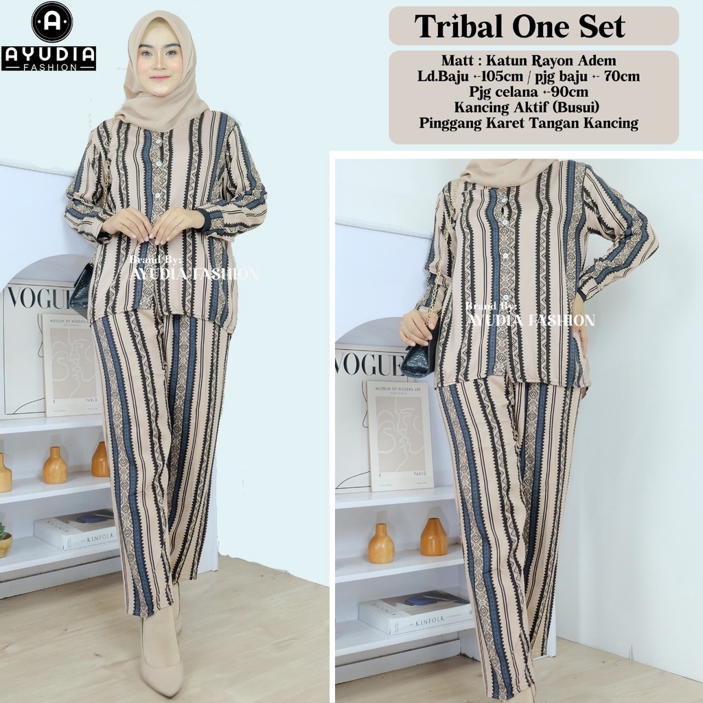 TRIBAL One Set Setelan Baju Celana Rayon Wanita Original AYUDIA FASHION Katun Rayon Adem Premium Bus