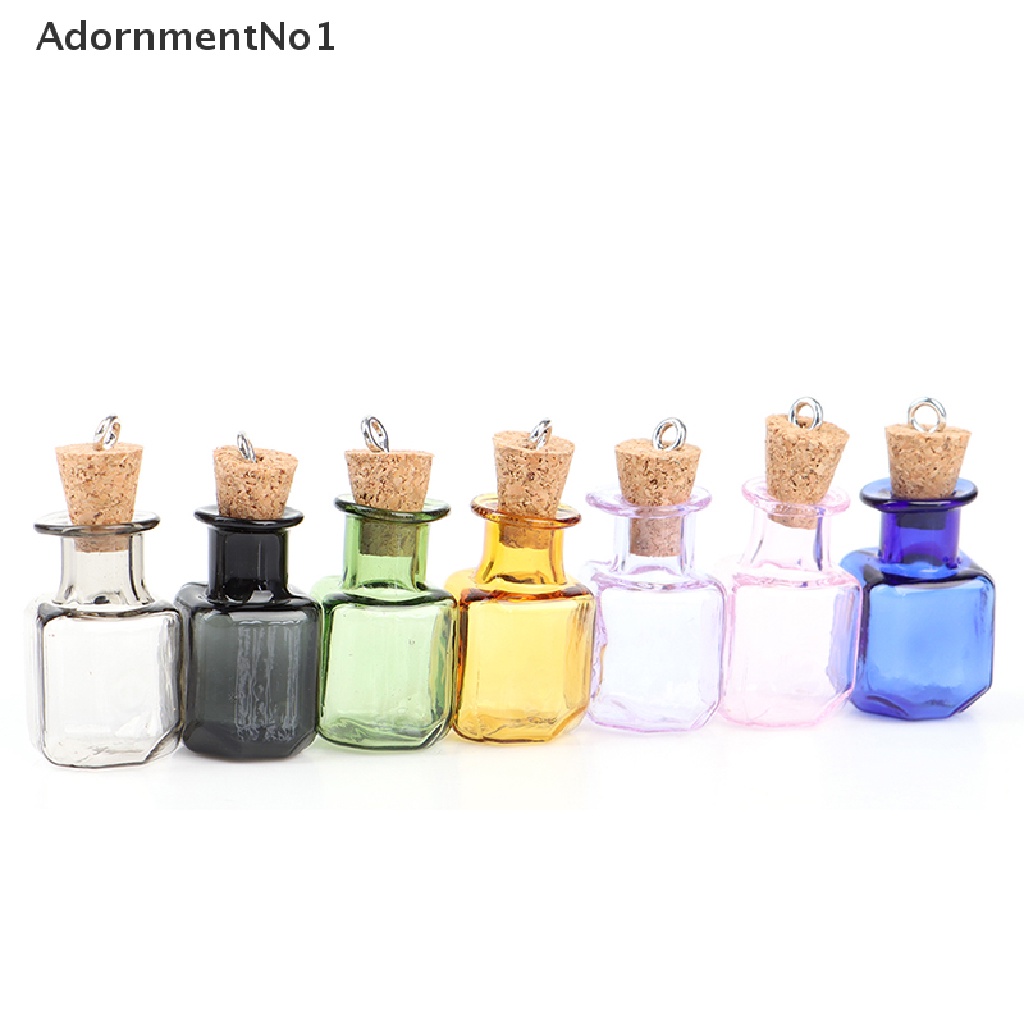 (AdornmentNo1) 7pcs Botol Kaca Mini Bentuk Persegi Panjang Warna Campur Untuk Hadiah