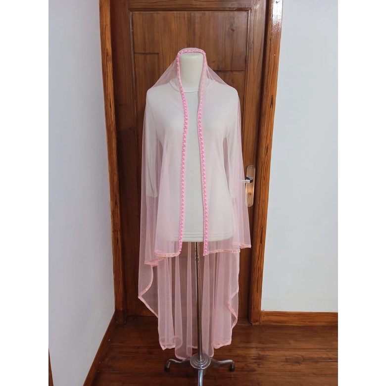 Slayer veil pengantin/kerudung pengantin/hijab pengantin elegan/Veil pengantin/jilbab pengantin PINK BABY