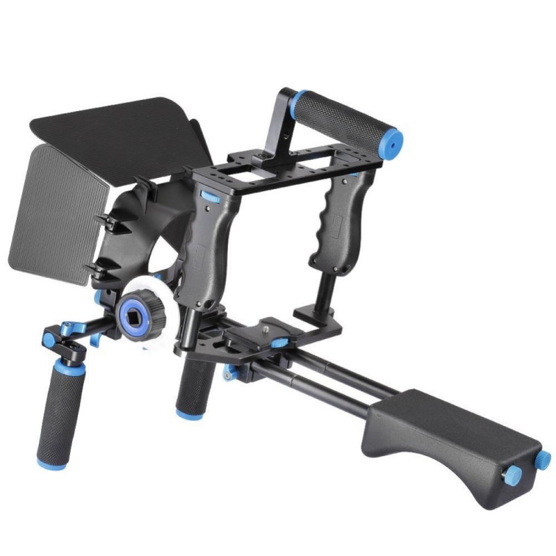 Stabilizer Shoulder Support Follow Focus Rig Kamera DSLR 5in1 Aluminum