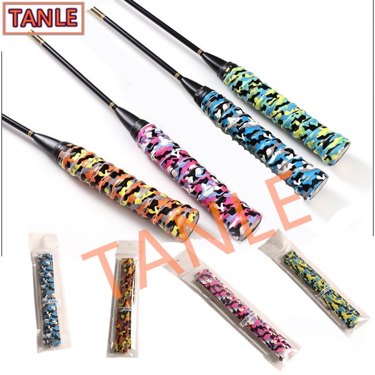TANLE Grip pegangan raket bulutangkis Lem tangan lunas kamuflase Pegangan raket karet anti slip keri