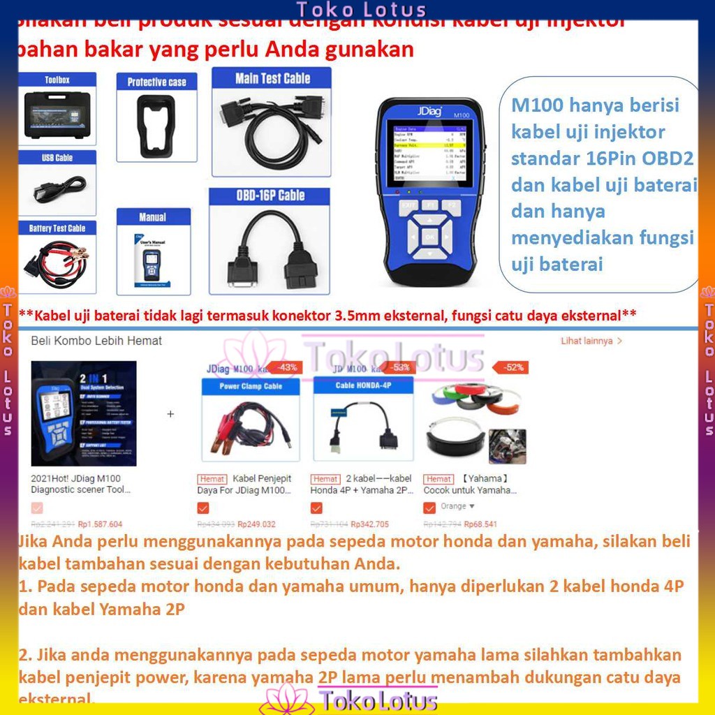 [COD] JDiag m100 Scanner injeksi Scaner Motor Injeksi,OBD2 Diagnosis Kesalahan, DTC, ABS  Motor HONDA YAMAHA &amp; OBD2 diagnosis tool jdiag m100