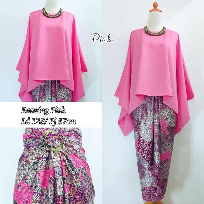 Setelan Kebaya  Kutu Baru Batwing  Pink Shopee Indonesia