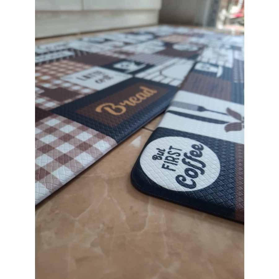 Exclusive Kitchen Mat 2 in 1 Keset Dapur Anti Slip Coffee Brown-2