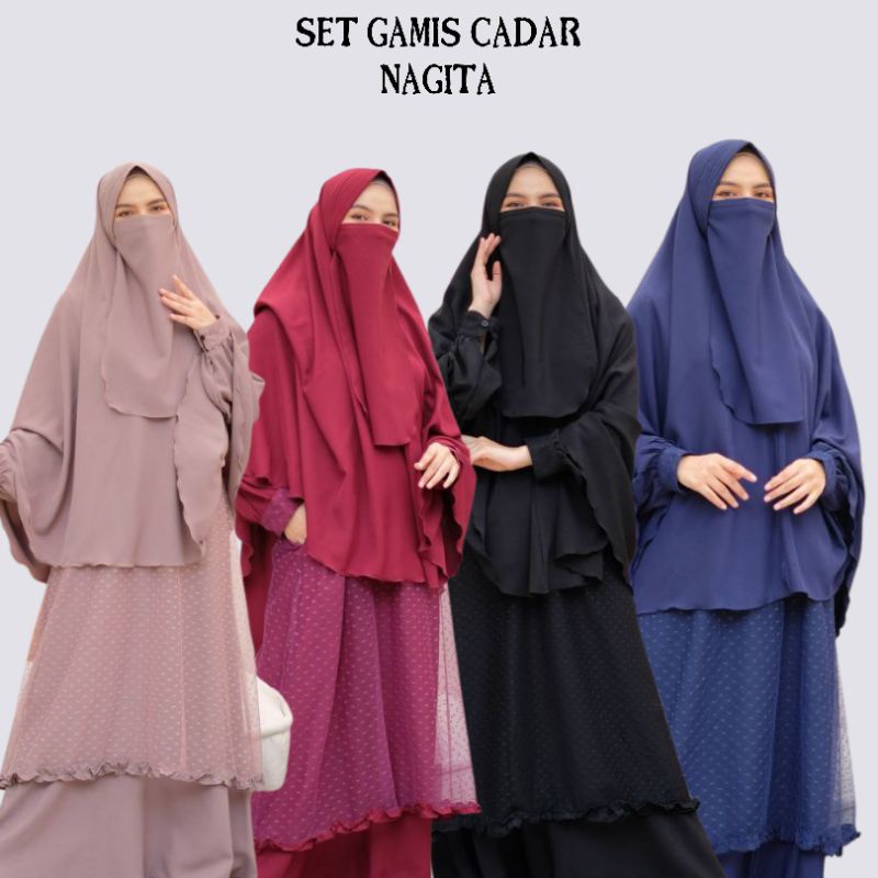 Gamis set cadar syari nagita terbaru baju dan hijab instan syari free niqab