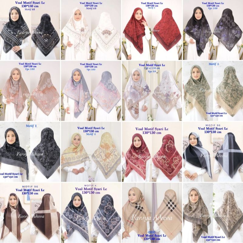 Hijab Motif Syari 130x130 Jumbo Voal Premium Laser Cut VPS