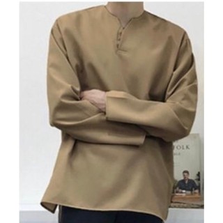  KEMEJA  V NECK PRIA  LENGAN PANJANG KEMEJA  OVERSIZE  KERAH 