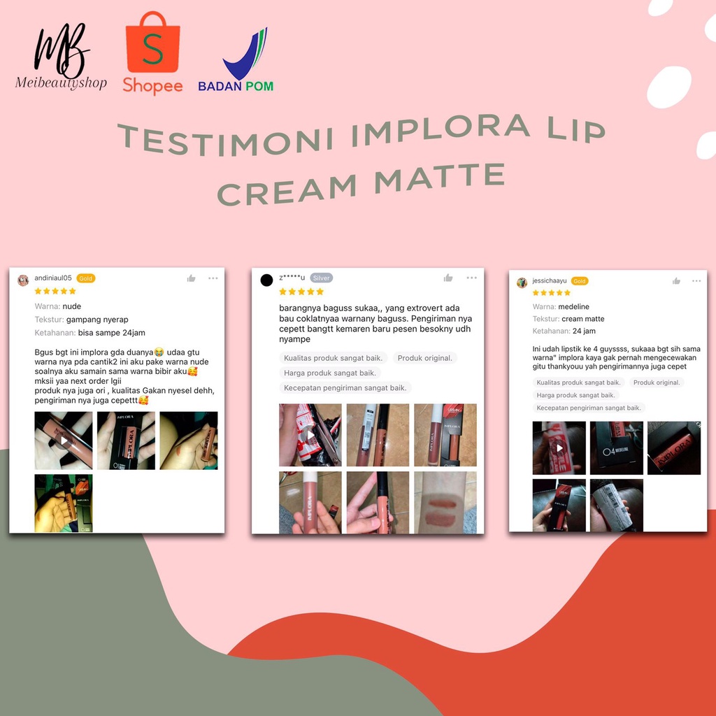 IMPLORA Lip Cream Matte Ori 2,9g / Pensil Alis Implora