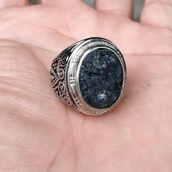 Best Seller Cincin Batu Akik Natural Satam Meteor Bangka Belitung Minimalis - 8 Terlaris