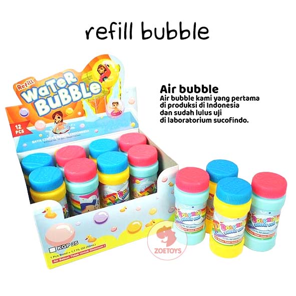 Zoetoys Bubble Liquid Concentrate | Refill Isi Ulang Mainan Gelembung Camera Water Gun Toy Saset Sachet Biang Konsentrat Liquid | Edukasi Anak