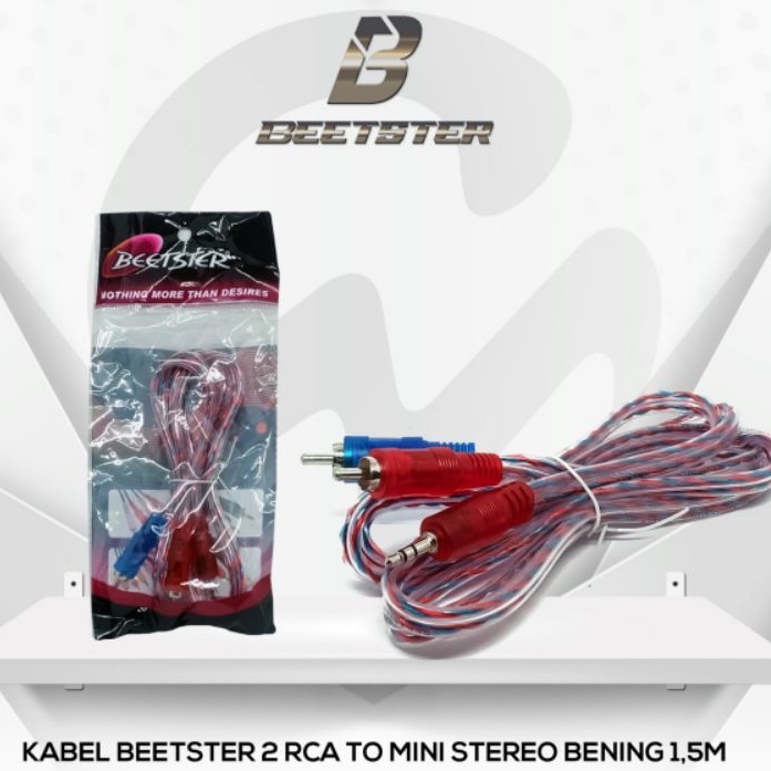 KABEL 2 pin 3 pin RCA TO MINI stereo hitam bening transparan 1.5 meter