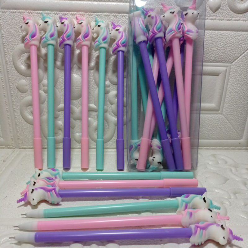 

Pulpen Gel karakter unicorn isi 12 pcs