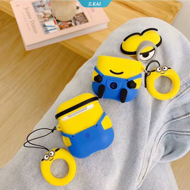 Casing Silikon Motif Kartun Minions Untuk Simpan Earphone Wireless Bluetooth Apple AirPods 1 / 2 / 3 pro