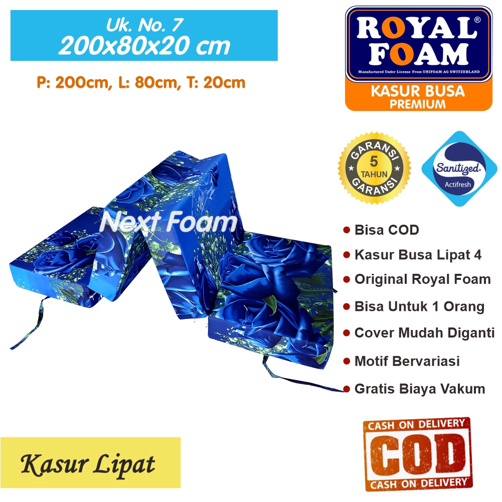 Kasur Busa Lipat Royal Foam Ukuran No 7 200x80x20 cm Tebal 20 cm D16 ORIGINAL Garansi 10 Tahun