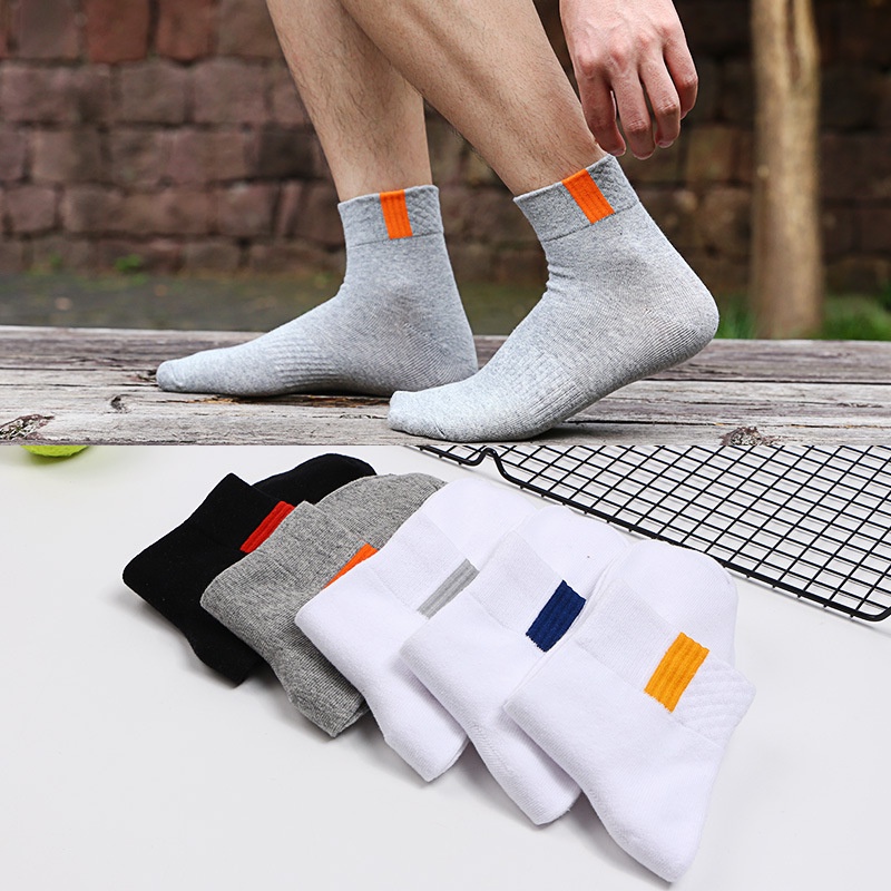 ❀ Chingu ❀ KK019 Kaos Kaki (Tanpa Kemasan) Pria Panjang Diatas Mata Kaki Polos Kotak Garis Olahraga Fashion Korea Men Sock Import Murah