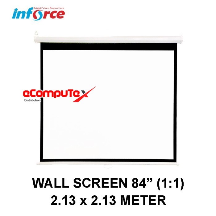 LAYAR PROYEKTOR INFORCE 84” GANTUNG WALL SCREEN PROJECTOR 84 INCH 1:1