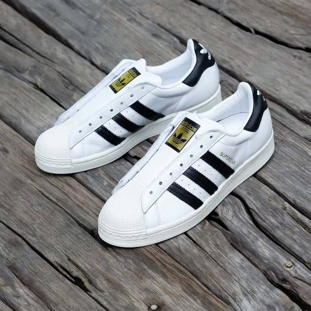 ADIDAS SUPERSTAR WHITE LIST BLACK SLIP ON