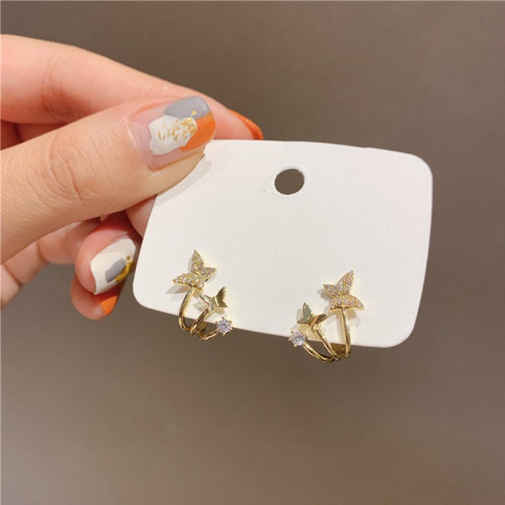 Needway Stud Earrings Wanita Ladies Kecil925 Perak Jarum Indah Berlian Imitasi Fashion Perhiasan