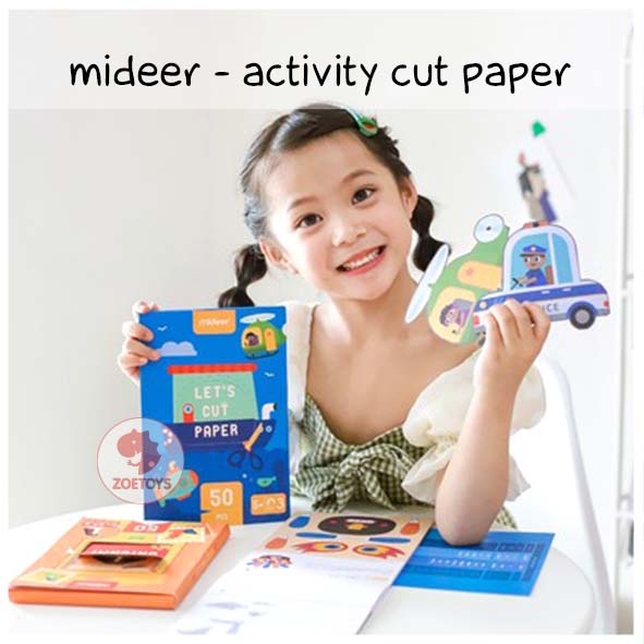 Zoetoys Mideer Activity Cut Paper | Let's Make Craft Beginner Papercut Origami Kertas Lipat | Sticker | Mainan Edukasi Anak