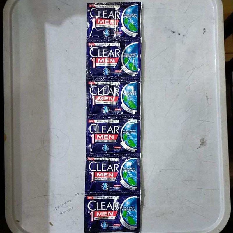 clear men sport menthol shampo sachet 1set isi 6 strip x 9ml