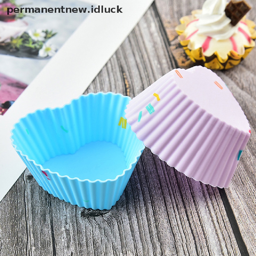 1 / 5 Pcs Cetakan Cupcake Muffin Bentuk Hati Bahan Silikon Untuk Alat Baking