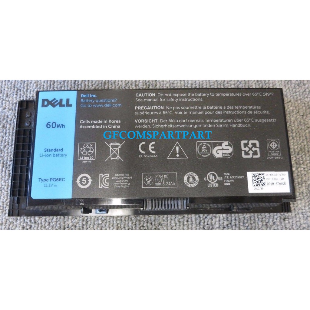 Baterai Laptop Original Dell Precision M4800 M6600 M6700 M6800 M4600 M4700 PG6RC R7PND Series