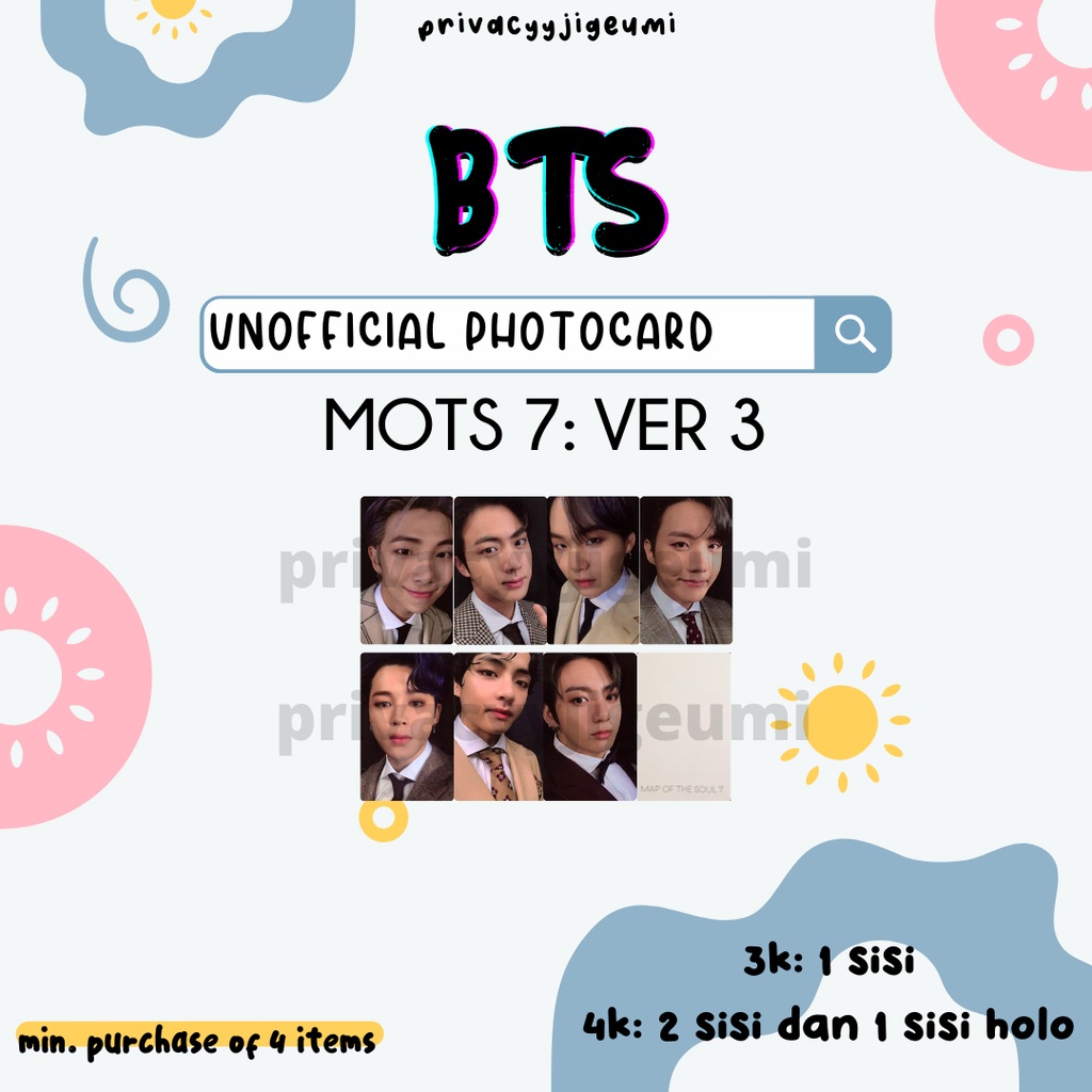 [READY] PHOTOCARD PC UNOFFICIAL BTS MOTS 7 MAP OF THE SOUL VER.3 RM JIN SUGA JHOPE JIMIN V JUNGKOOK