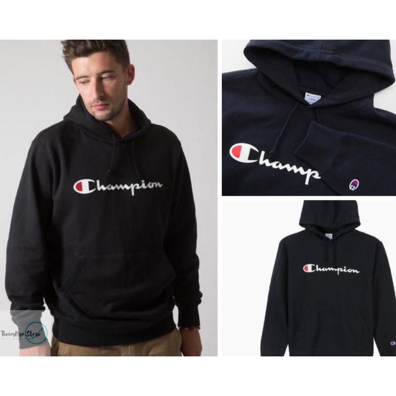 Jaket Hoodie Champions Hitam Best Quality Warna Hitam
