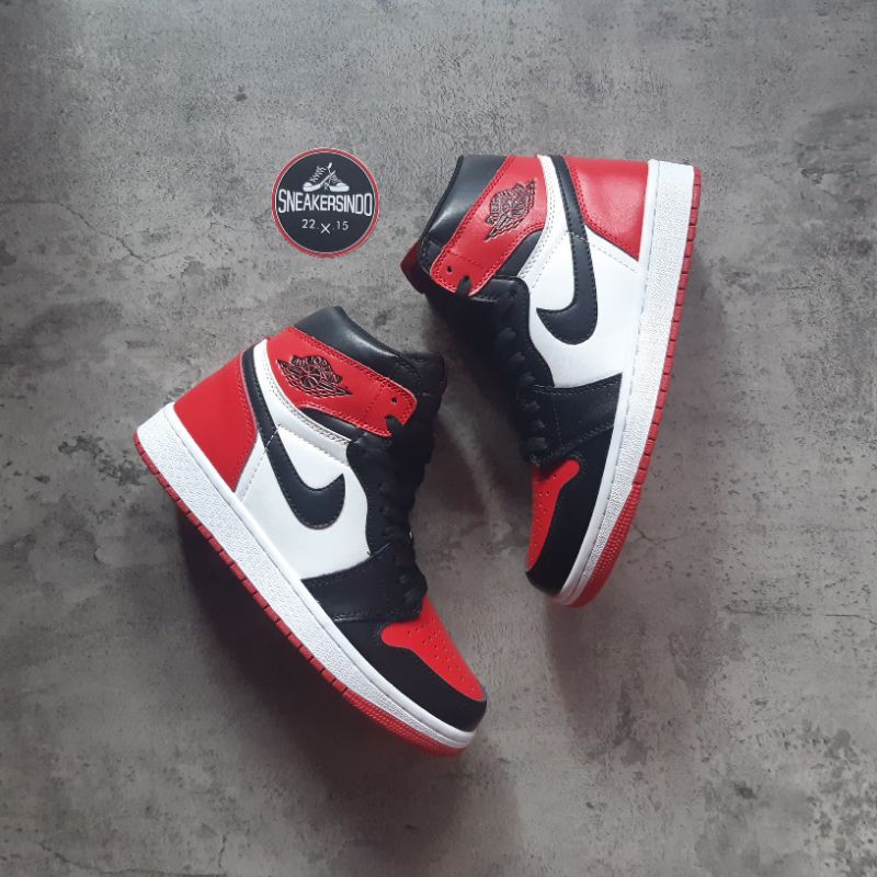 [ 100% GARANSI ] NIKE AIR JORDAN 1 ONE RETRO OG HI BLACK TOE original impor bnib terlaris